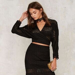 Foxiedox Black Sia Wrap Crop Top Size Small